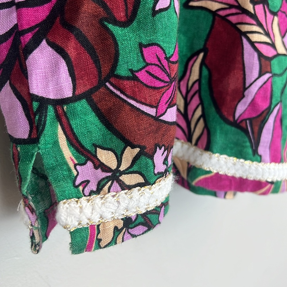 Cynthia Rowley 100% linen floral women’s top size medium - Picture 6 of 11